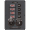 Blue Sea 4321 Circuit Breaker Switch Panel 4 Position - Gray w/12V Socket & Dual USB - 4321
