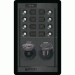 Blue Sea 1498 - 360 Panel - 8 Position 12V Panel w/Dual USB & 12V Socket - 1498