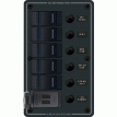 Blue Sea 8521 - 5 Position Contura Switch Panel w/Dual USB Chargers - 12/24V DC - Black - 8521