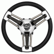 Schmitt Marine Burano Wheel 14&quot; 3/4&quot; Tapered Shaft Black Polyurethane w/Stainless Spoke Includes Center Cap/Nut - PU1051B1-04R